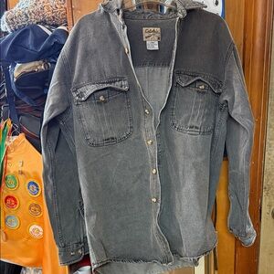 Cabela's Women's Heavy Denim Jean Shirt Size Large Black Wash